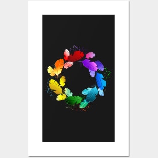 Multicolored Feathers Posters and Art